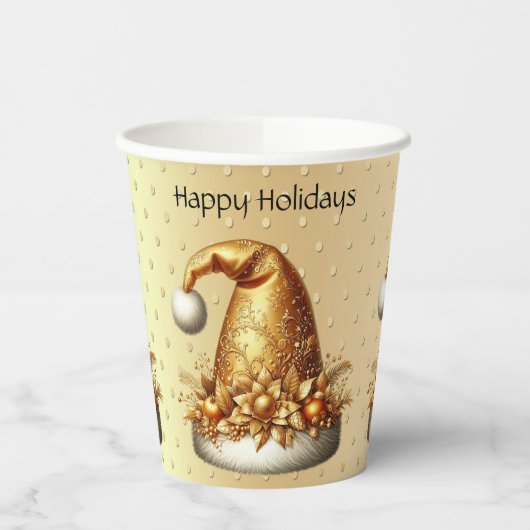 Gobelets En Papier Coupes en papier Gold Santa Hat (Gauche)