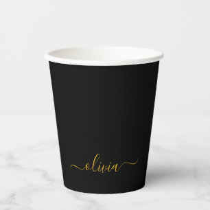 Gobelets En Papier Coupes en papier Monogramme Noir Or