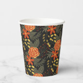 Gobelets En Papier Coupes en papier motif à fleurs orange et jaune (Verso)