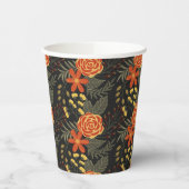 Gobelets En Papier Coupes en papier motif à fleurs orange et jaune (Gauche)
