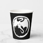 Gobelets En Papier Coupes en papier noir Dragon blanc (Recto)