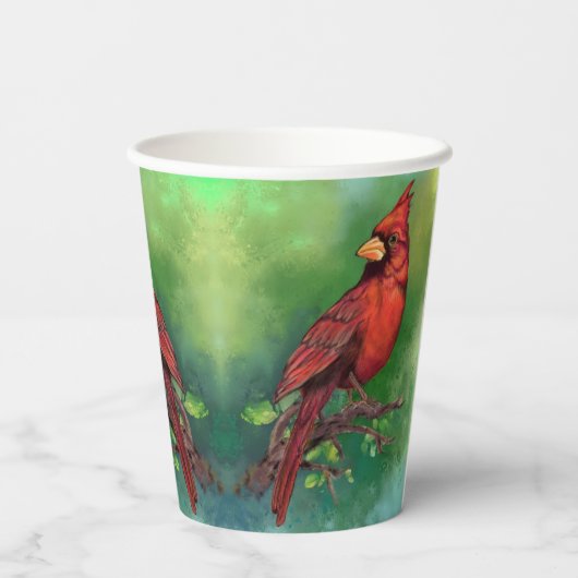 Gobelets En Papier Coupes en papier pour oiseaux cardinaux rouges du (Verso)