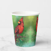 Gobelets En Papier Coupes en papier pour oiseaux cardinaux rouges du (Recto)