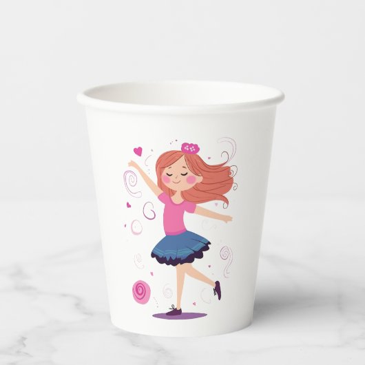 Gobelets En Papier Coupes en papier Princesse Ballerina pour filles (Recto)