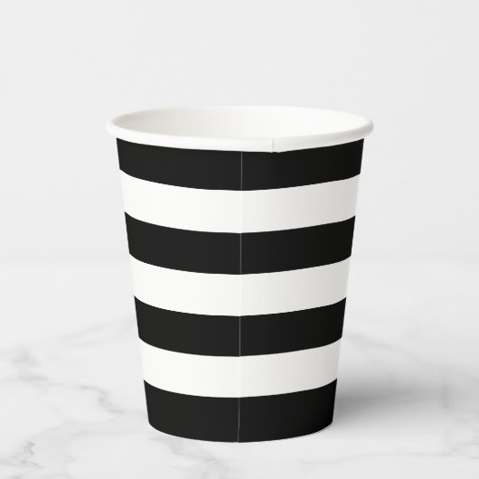 Gobelets En Papier Coupes en papier rayé noir et blanc (Droite)