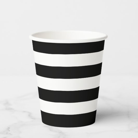Gobelets En Papier Coupes en papier rayé noir et blanc (Recto)
