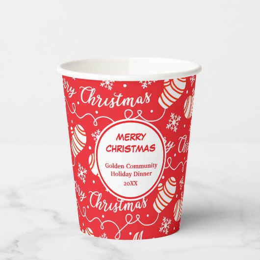 Gobelets En Papier Coupes en papier Red Joyeux Noël Mittens (Gauche)