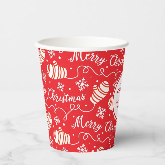 Gobelets En Papier Coupes en papier Red Joyeux Noël Mittens (Recto)