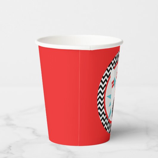 Gobelets En Papier Coupes en papier Red Retro Chevron Bowling (Droite)