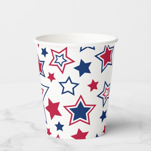 Gobelets En Papier Coupes en papier Red White & Blue Stars (Verso)