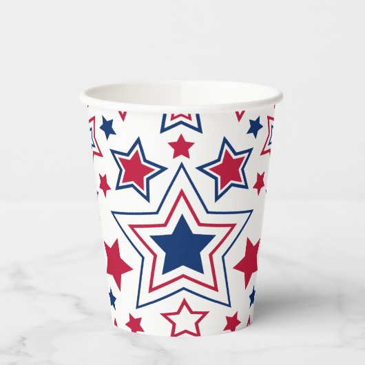 Gobelets En Papier Coupes en papier Red White & Blue Stars (Gauche)