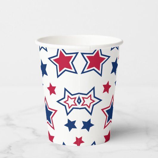 Gobelets En Papier Coupes en papier Red White & Blue Stars (Droite)