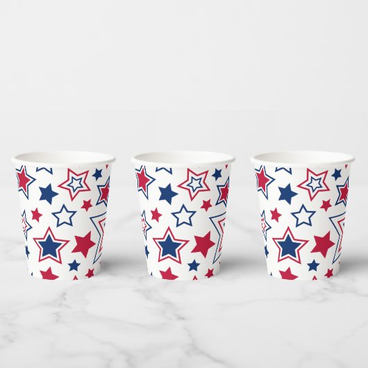 Gobelets En Papier Coupes en papier Red White & Blue Stars (Multi)