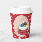 Gobelets En Papier Coupes en papier rouge pois blanc (Verso)