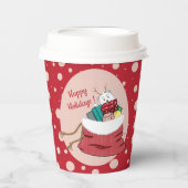 Gobelets En Papier Coupes en papier rouge pois blanc (Recto)