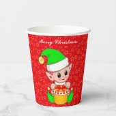 Gobelets En Papier Coupes en papier rouge pour elfe et étoiles de Noë (Verso)