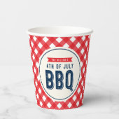 Gobelets En Papier Coupes En vichy rouge et BBQ 4 juillet bleu (Verso)
