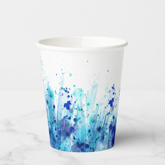 Gobelets En Papier Coupes mariages d'aquarelle en pelouse bleue (Gauche)