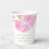 Gobelets En Papier Coupes mariages de fleurs de cerisier rose (Recto)