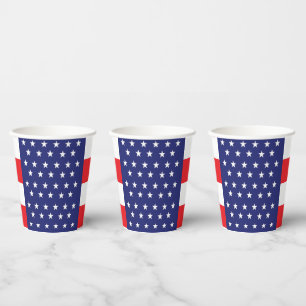 Gobelets En Papier Coupes Red White et Blue Party avec étoiles et ban