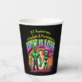 Gobelets En Papier Couple Alien dans l'amour cosmique (Recto)