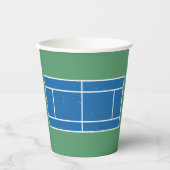 Gobelets En Papier Cour de Tennis Bleu et Vert Style déstressé (Recto)