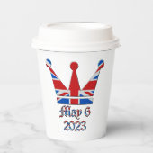 Gobelets En Papier Couronne avec Union Jack King Charles Coronation (Recto)