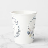 Gobelets En Papier couronne bleu floral Baptère en papier (Gauche)