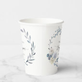 Gobelets En Papier couronne bleu floral Baptère en papier (Droite)