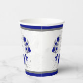 Gobelets En Papier couronne botanique bleu royal et blanc fleurs arge (Droite)