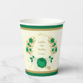 Gobelets En Papier Couronne de fleurs vert émeraude romantique et bla (Verso)