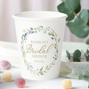 Gobelets En Papier Couronne de mariage en eucalyptus verdure