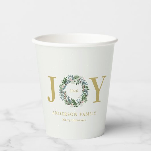 Gobelets En Papier Couronne de Noël "Joie" (Recto)
