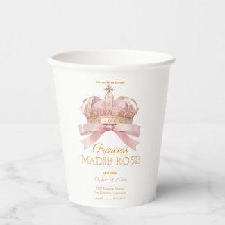 Gobelets En Papier Couronne de princesse rose anniversaire conte de f