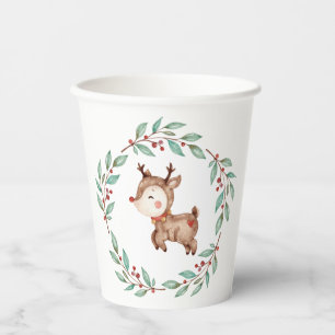Gobelets En Papier Couronne de renne de Noël Premier anniversaire