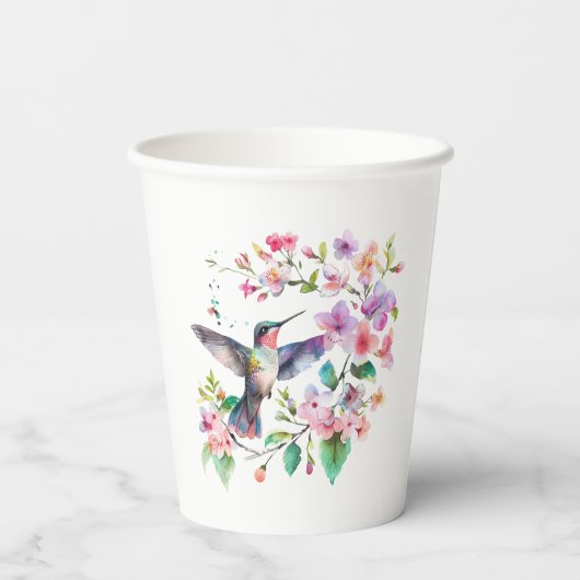 Gobelets En Papier Couronne florale de colibris (Verso)