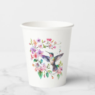 Gobelets En Papier Couronne florale de colibris