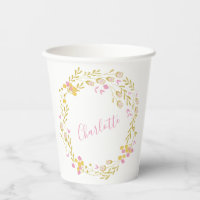 Couronne florale en or rose Nom personnalisé Fête