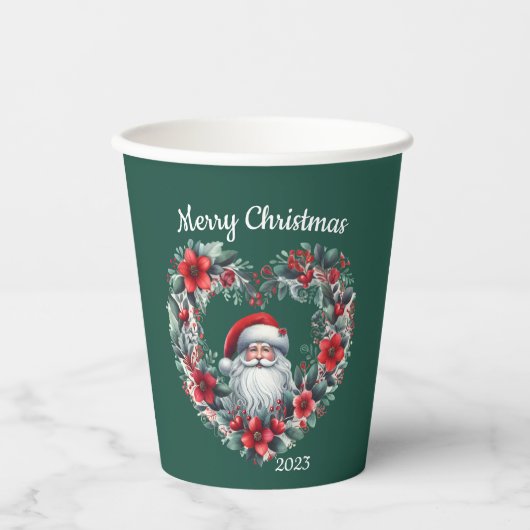 Gobelets En Papier Couronne florale - Noël 2023 Père Noël (Recto)