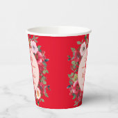 Gobelets En Papier Couronne florale rouge mariage chinois moderne (Gauche)