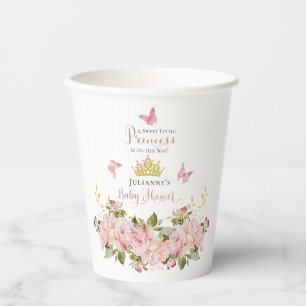 Gobelets En Papier Couronne Papillons Floral Princess Baby shower