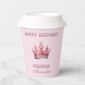 Gobelets En Papier Couronne rose, princesse de conte de fées, anniver (Recto)