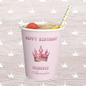 Gobelets En Papier Couronne rose, princesse de conte de fées, anniver