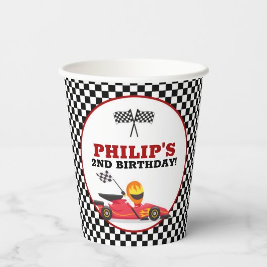 Gobelets En Papier Course voiture course fête d'anniversaire (Verso)