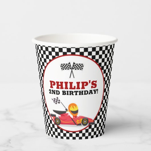 Gobelets En Papier Course voiture course fête d'anniversaire (Recto)