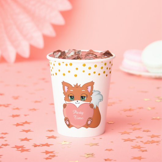 Gobelets En Papier Coute Fox & Golden Confetti Party (Insitu)