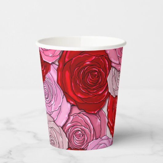 Gobelets En Papier Couverture des Roses (Gauche)