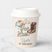 Gobelets En Papier Cowboy Boots First Rodeo Birthday (Recto)