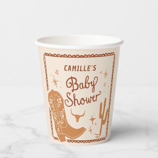 Gobelets En Papier Cowboy Western Boy Baby shower (Verso)