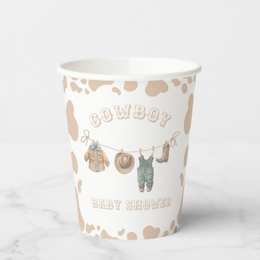 Gobelets En Papier Cowboy Western Light Brown Baby shower garçon (Gauche)